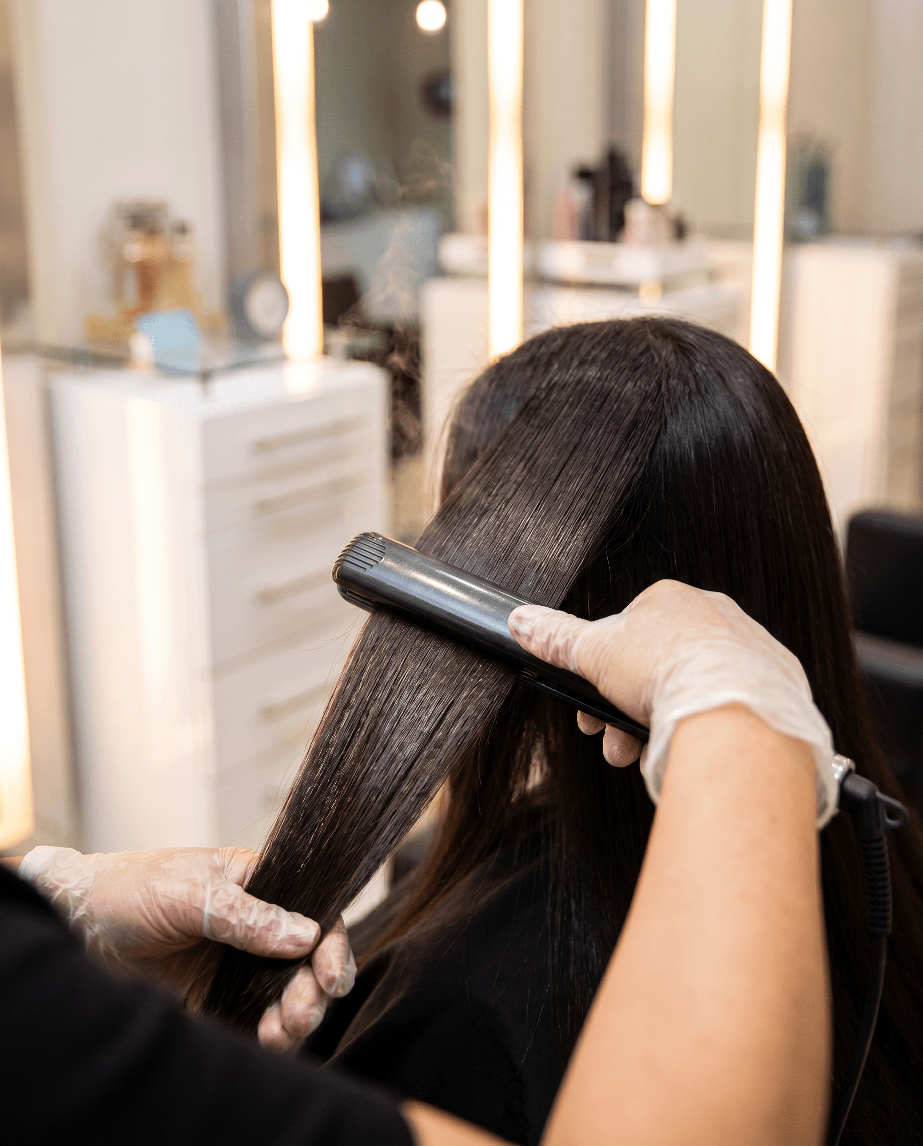 Smooth, polished hair finish after a keratin treatment